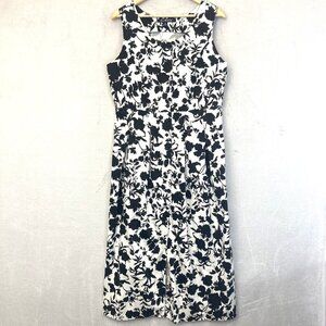 JG Hook Button Front Maxi Dress Womens 14 Blue White Floral Print Modest Lunch‎